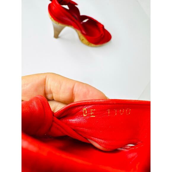 Louis Vuitton Retro Watermelon Pink Slingback Open toe Leather Sandal Heels 37 - Picture 7 of 14